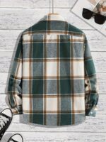 Men's Shirt Versatile Casual Plaid Shirt Coat Shirt Coat - Image 4