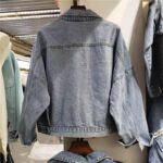 Splicing Beads Diamond Grenadine Loose Denim Jacket - Image 4