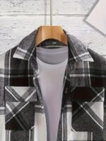 Men's Shirt Versatile Casual Plaid Shirt Coat Shirt Coat - Image 2