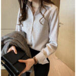 Spring Women's Korean Style New Casual Student Shirt Bottoming Shirt Fashion Loose Long-Sleeved Vertical Striped Shirt - Image 4