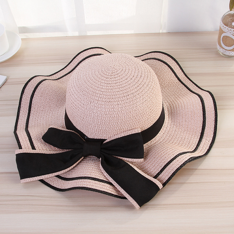 1618983546787.jpg Summer Sun Hat Women Straw Hats Sunshade Panama Fashion Bow Beach Hat Foldable Travel Caps - Image 1