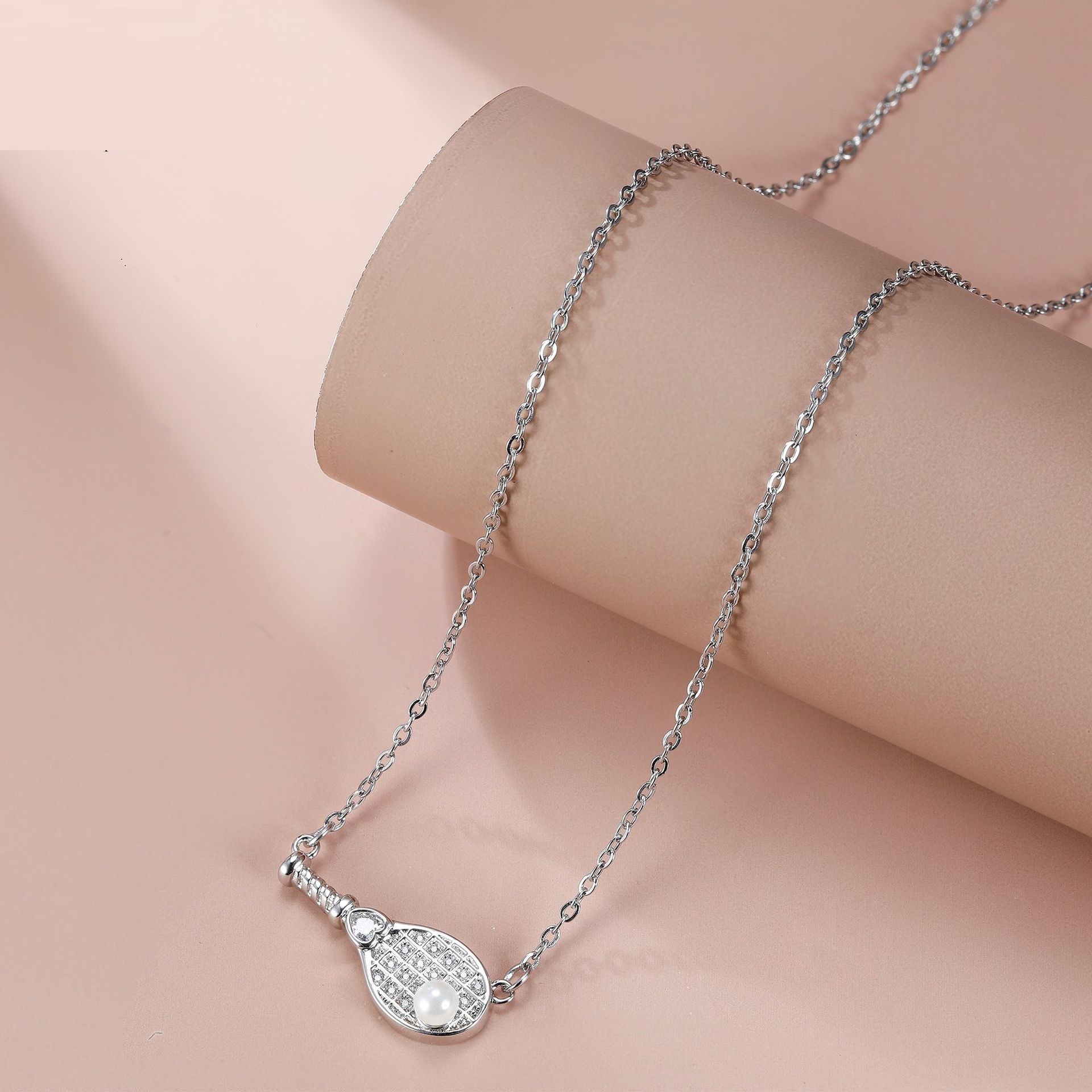 1842988b-8131-4b81-9c68-b786725fbea6.jpg European And American Badminton Racket Necklace Women's Advanced Simple Jewelry - Image 1