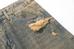 Retro Washed Ripped Jeans Loose Straight Casual Trousers - Image 4