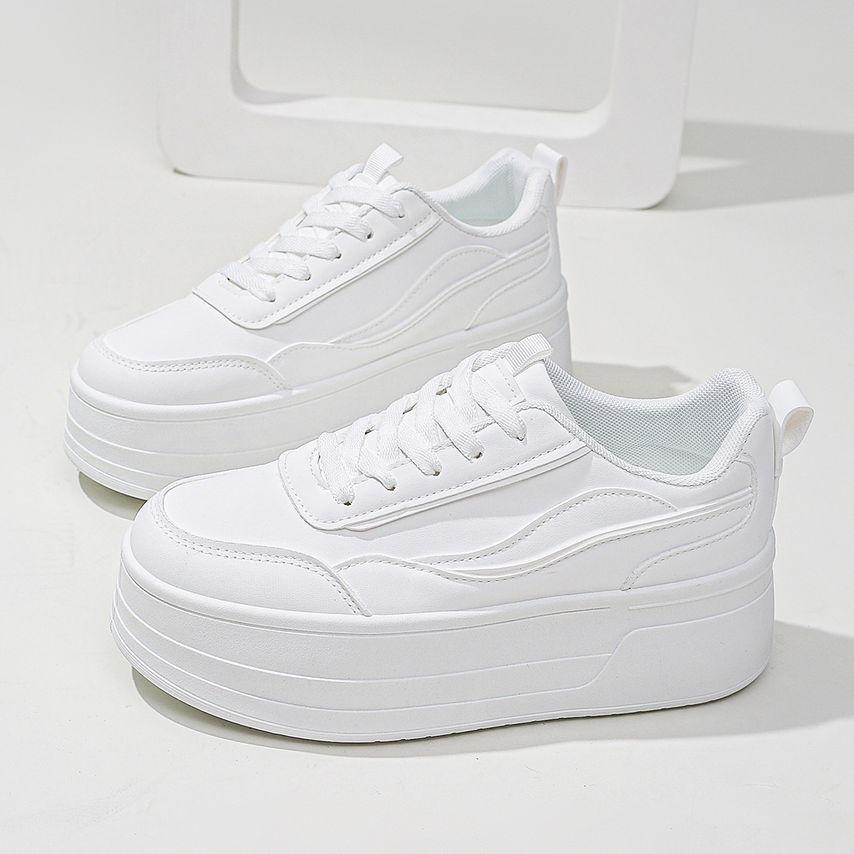 241c2dab-e542-49fe-9da8-06661521ba18.jpg Japanese And Korean Platform Sports White Shoes Heightened Sneakers Casual Women's - Image 1