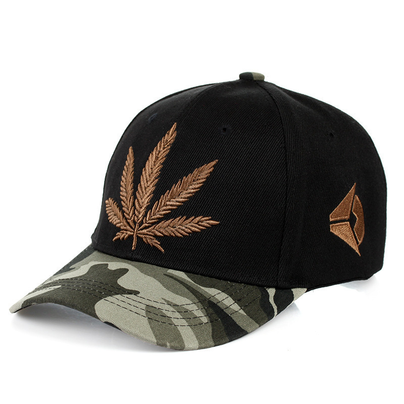 33fb826f-2701-43d7-82f1-98a43321445d.jpg Simple Green Maple Leaf Hemp Leaf Caps Men And Women Baseball Caps Shopping - Image 1