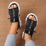 Women's Shoes Fashion Hollowed-out Mid Heel Mesh Sports Platform Sandals - Image 6