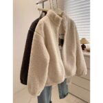 Women's Petite Thick Casual Stand-collar Furry Coat - Image 3