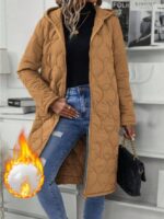 Ladies' Solid-Colored Zipper Fly Hooded Padded Coat - Image 5