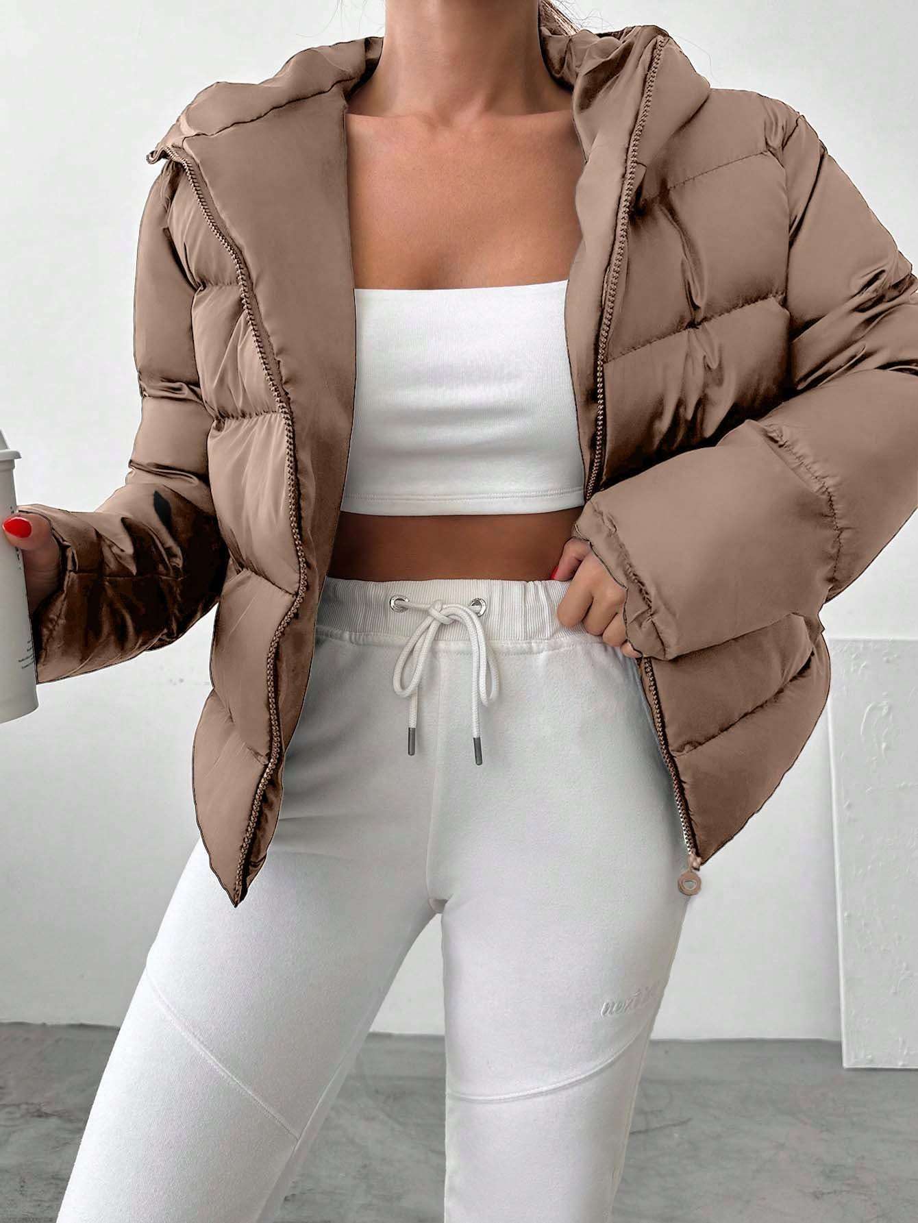 8fc22f5d-b30e-4cdf-b8db-f6e0249f6947.jpg Women's Casual Solid Color Zipper Hoodie Jacket - Image 1