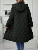 Ladies' Solid-Colored Zipper Fly Hooded Padded Coat - Image 2
