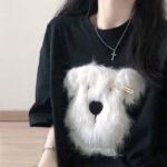Cotton Plush Puppy Embroidered Short Sleeve - Image 6
