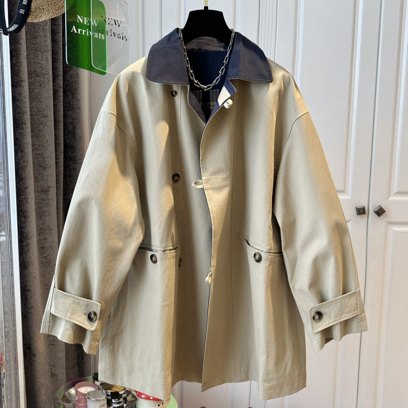 O1CN01ioOzCy1sSsla8eDSC_2219685815766-0-cib.jpg British Style Contrast Color Trench Coat For Women - Image 1
