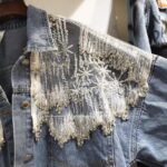 Splicing Beads Diamond Grenadine Loose Denim Jacket - Image 3