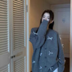 Bow Tie Round Neck Sweater Jacket For Women, Loose In Winter - Image 5