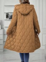Ladies' Solid-Colored Zipper Fly Hooded Padded Coat - Image 3
