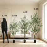 Olive Trees Artificial Indoor, 5.25/6.10/7.10FT Tall Faux Olive Tree with Black Pot, Artificial Plants with Natural Wood Trunk and Lifelike Fruits for Home Office Decor - Image 2