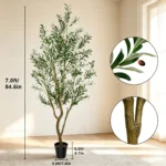 Olive Trees Artificial Indoor, 5.25/6.10/7.10FT Tall Faux Olive Tree with Black Pot, Artificial Plants with Natural Wood Trunk and Lifelike Fruits for Home Office Decor - Image 11